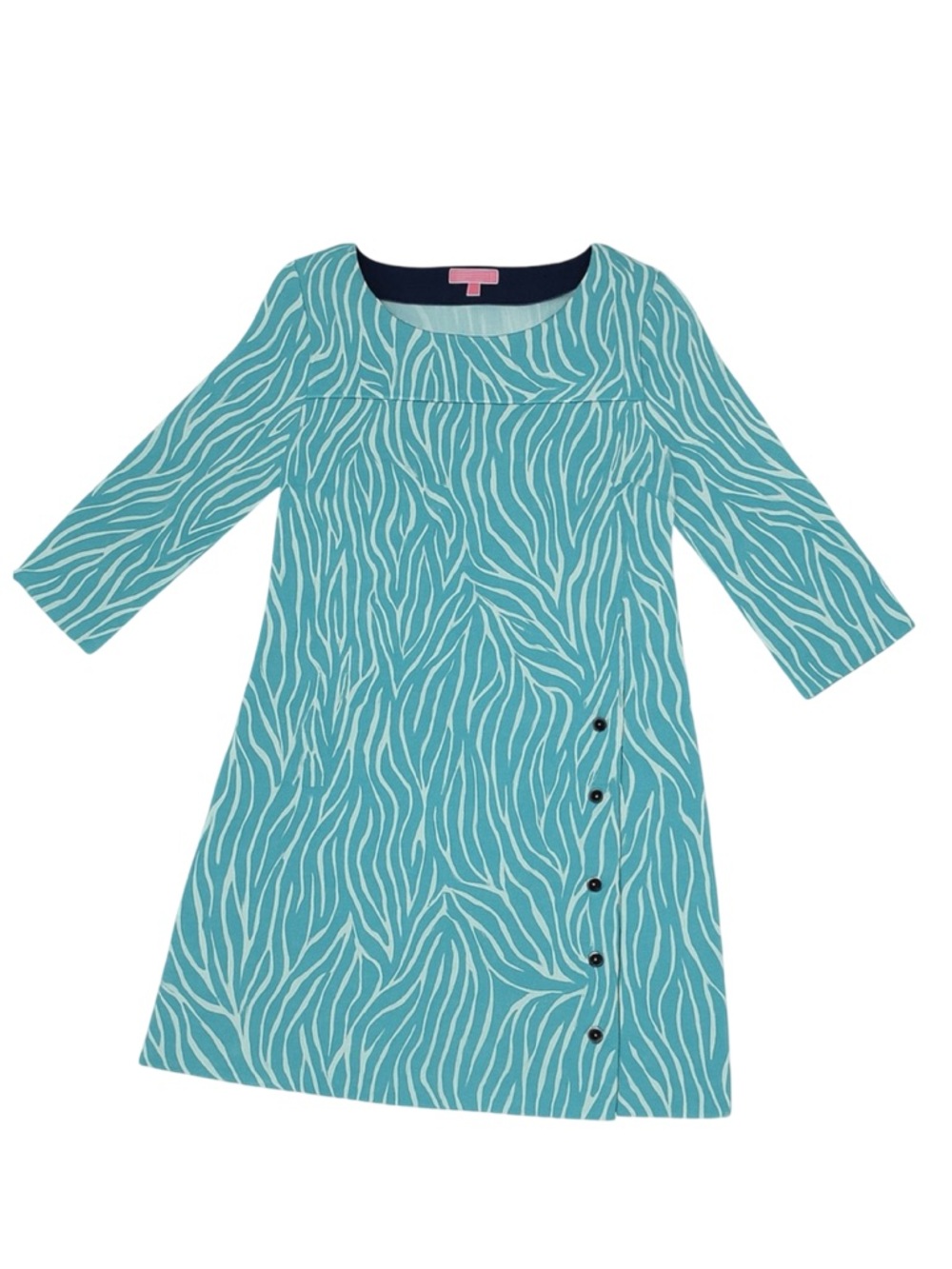 🌊 Lilly Pulitzer Blue Zebra-Print Button Detail Dress